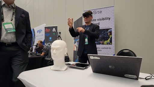 vSite CEO Alec Pestov demonstrates his augmented reality solution using a Microsoft Hololens headset.