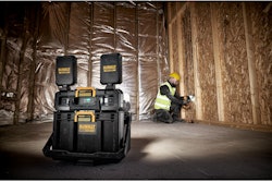 The modular lighting solution delivers up to three hours of runtime** and features two pivoting LED heads that provide 4,000 lumens (using both lights) and seven brightness levels.