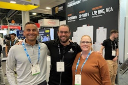 Editor-in-Chief Lori Ditoro and Account Executive Greg Schulz talk with Xerotech's Jesse Morris about the company's battery packs.