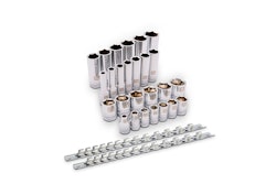 Sizes are laser etched for identification and a knurled ring provides grip when removing the sockets from ratchets and attachments.