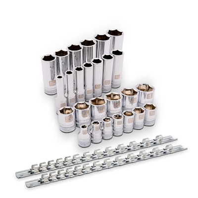 Sizes are laser etched for identification and a knurled ring provides grip when removing the sockets from ratchets and attachments.