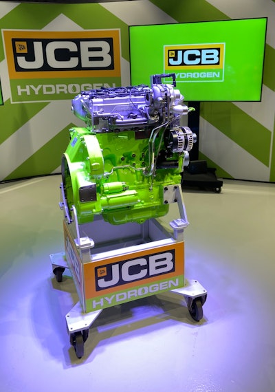 The JCB hydrogen combustion engine, officially launched in North America at CONEXPO.