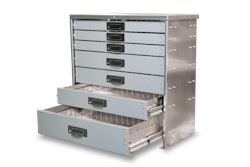Available for steel and aluminum toolbox systems, the bale-style pull-handle toolbox system features a dual-action handle design that allows users to activate the latches by grabbing the handle from either above or below.