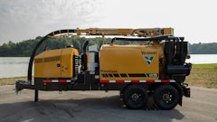 The 75-hp vacuum excavator is available with a 5-in. (12.7-cm) hydraulic boom option for standard units and a 4-in. (10.2-cm) hydraulic boom option for air and jetter versions.