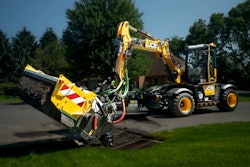 Capable of repairing a pothole in less than eight minutes, the machine is equipped with a 24-in. wide planer, two-piece boom and multiple attachments.