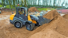 The AX1000 Articulated Loader has a standard bucket volume of 1.3 cu. yd. (1 cubic meter) plus a 75-hp engine.