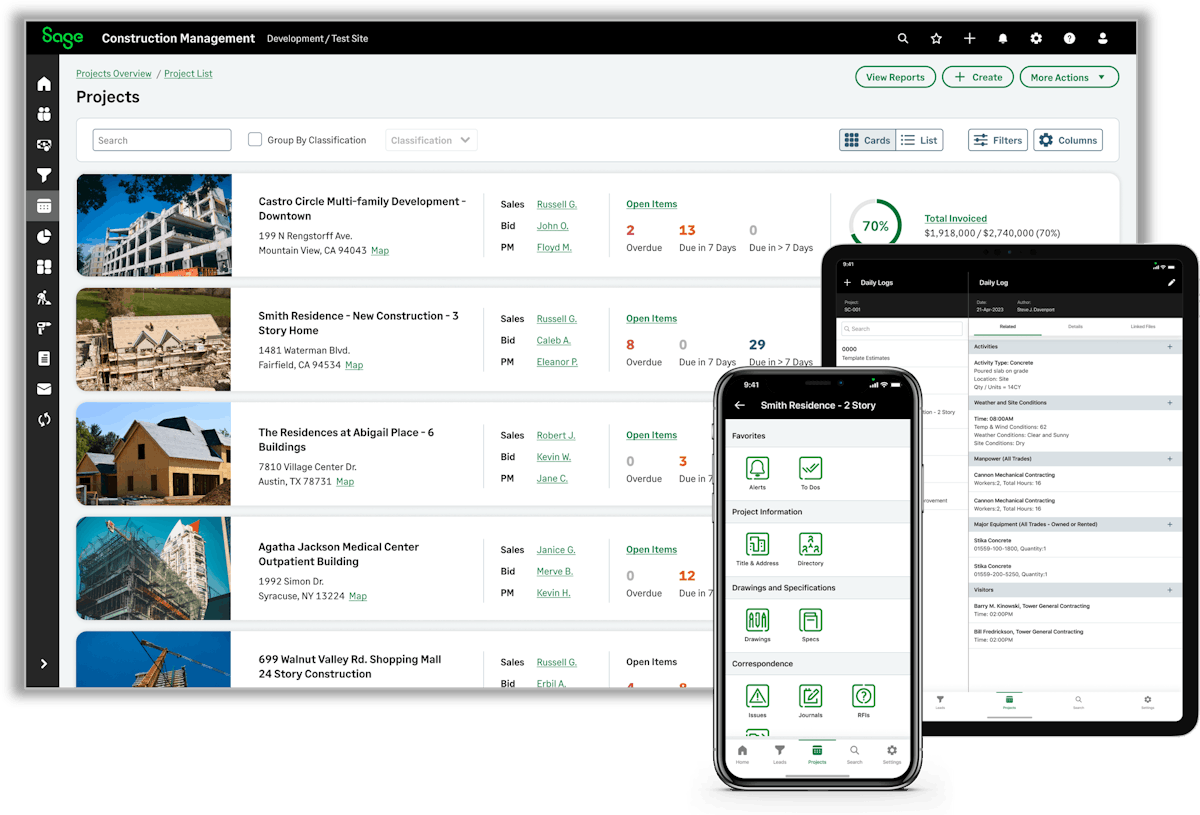 Sage Construction Management and Sage Intacct Deliver Cloud Construction ERP