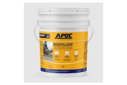 The rebranded APOC RoofSlope is an auxiliary sloping compound that provides a way to fill in low spots on flat roofs and achieve positive slope to aid in proper drainage.