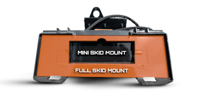 The Duo-Tach mounting bracket is for full-sized skid steers, utilizing the universal skid steer mounting style, and mini skid steers, using the common industry standard mini skid mounting style.