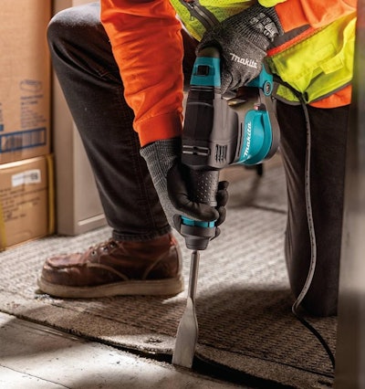 Designed for light demolition work, the SDS Plus Power Scraper features 12 adjustable bit positions for various material removal applications.