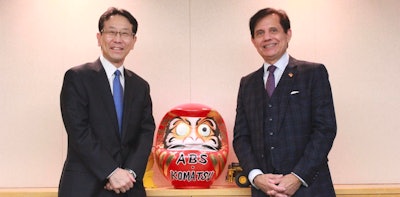Hiroyuki Ogawa, president and CEO, Komatsu Ltd. (left) and Subhash Dhar, Founder, Chairman and CEO, ABS (right).