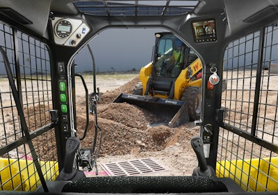 Wacker Neuson's ST27's vertical arm linkage is properly aligned to its cab posts, enabling operators to maximize their rear visibility.