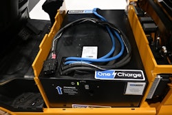 Lithium battery installed in a Hyundai forklift.