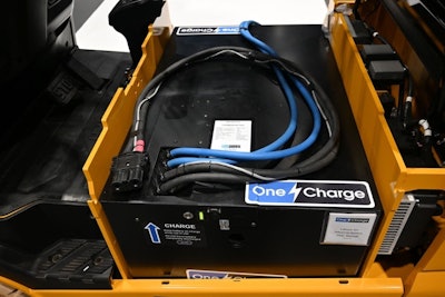 Lithium battery installed in a Hyundai forklift.