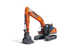 Powered by a 162.3-hp engine, the excavator offers a maximum dig depth of 21 ft., 7 in.