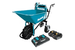 This kit includes a steel bucket secured to a frame with motor and tires, batteries and dual port charger.