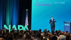 New NAPA chairman Brady Meldrem, Norris Asphalt Paving Co. giving his opening address to the assembly.