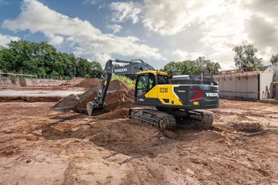 The EC230 from Volvo is an electric, mid-size excavator in pilot testing.