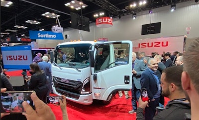 Isuzu launches its first electric truck during the 2023 show.