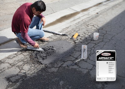 Rapid Set Asphalt Repair Mix is a fast-setting, cementitious repair material with a coarse aggregate blend designed for moderate to deep asphalt repairs.