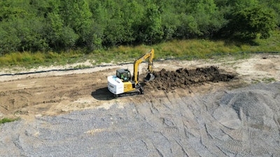 Z Quip Excavator Digging At Moog Construction Test Site In West Seneca, New York, Usa