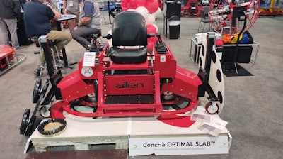 Celebrating its 60-year anniversary, Allen Engineering featured their ROP150-B fully-electric ride-on polisher. It uses 48V lithium ion batteries, providing a 68-in. polishing width, 150 rpn max rotor speed, and weighs 1,000 lbs.
