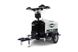 The light tower is equipped with a Vanguard lithium-ion battery, allowing for all-night operation without noise pollution.