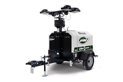 The light tower is equipped with a Vanguard lithium-ion battery, allowing for all-night operation without noise pollution.