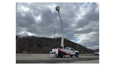 The new Curry Supply Aerial Truck features the AxionLift model AT4313i with insulated arial device and a 44.3-ft. working height, mounted to a custom Dakota Utility Line Body.