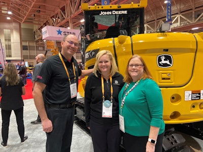 The team at the John Deere booth focused on earthmoving equipment.