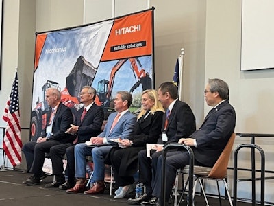 Left to right: Al Quinn, CEO Hitachi Construction Machinery Americas; Kotaro Hirano, CEO of Hitachi Construction Machinery; Brian Kemp, Governor of Georgia; Marty Kemp, first lady of Georgia; Sonosuke “Sonny” Ishii, Chairman of HCMA; and Mio Maeda, Consul of Atlanta