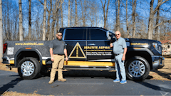 (Left) Austin Watts, owner Sealtite Asphalt, (Right) Jim Dochterman, founder.