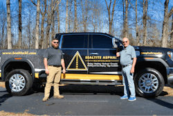 (Left) Austin Watts, owner Sealtite Asphalt, (Right) Jim Dochterman, founder.