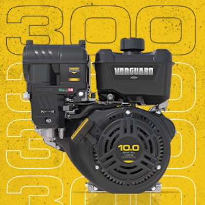 The Vanguard 300 features Integrated Cyclonic Air Filtration that doubles the equipment’s air filter replacement interval to 600 hours.
