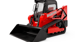 The machine includes the IdealTrax track auto-tensioning system, a swing-out cooler that keeps the engine compartment clean and engine temperatures down, and the Manitou EasyMANAGER fleet management platform (telematics).