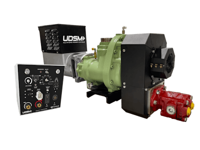 The PTO Shaft-Driven Underdeck ALL-IN-ONE Power System features a 125-185 cfm rotary screw air compressor, 10 kW generator, 330-amp welder, 12V-24V-36V battery boosting, 12V-24V-36V battery charging and up to 30 gpm @ 2,000 psi of hydraulic-driven power.