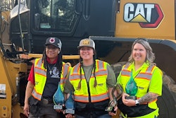 Azaria Biven of Indiana, Kait Burds of Iowa and Kenzi Tackett of Ohio received awards at the first Caterpillar Women in Construction Celebration, which included operator skills competitions.