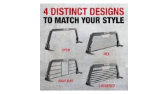 The new headache racks are available in four styles, including a Half Bar, Hex, Louvered and Open Frame.