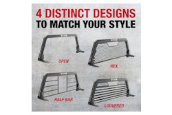 The new headache racks are available in four styles, including a Half Bar, Hex, Louvered and Open Frame.
