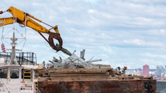 Progress included the removal of a 156-ton piece of Span 19 outside of the navigational channel, which was hoisted and loaded onto a barge and taken to Sparrows Point, Md., for future disposal.