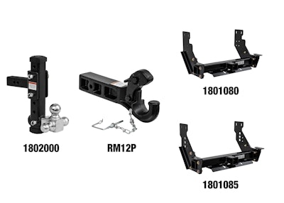 The products include an Adjustable Tri-Ball Hitch for 2-in. Hitch Receivers, a 12-ton Receiver Mount Pintle Hook and a pair of Class 5 Service Body Hitch Receivers.