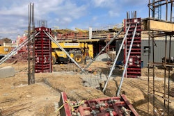 The column system features integrated accessories that reduce material onsite and increase safety during assembly.