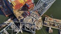 An aerial image of the Unified Command response operations in Baltimore, Md.