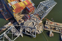 An aerial image of the Unified Command response operations in Baltimore, Md.
