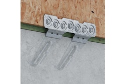 MASOZ installs on the inside of the form board (outside of wall), allowing panels to be placed without aligning sill plate holes with protruding anchor bolts.