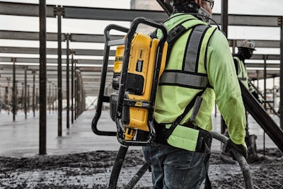 Lightweight at 25 lbs. with the DEWALT POWERSHIFT battery installed and features a durable roll cage with adjustable hi-vis harness.