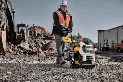 The POWERSHIFT Plate Compactor provides 3,370 ft./lbs. of force through its 15.7-in. plate with controls that are mounted on a folding handle for user control.