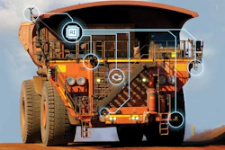 An illustration of ASI Mining’s solutions on a mine truck.