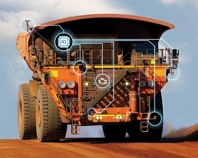 An illustration of ASI Mining’s solutions on a mine truck.