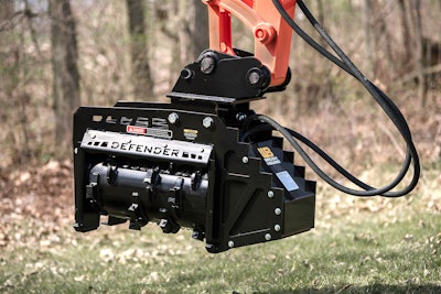 The FX26 features a heavy wall 14-in. rotor, fitted with 21 fixed knives to shred brush, limbs and standing trees to 6 in. in diameter.